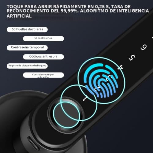 Xenocam Fingerprint Smart Door Lock with Keypad Handle for Home Apartment Office Front Door Bedroom Keyless Entry Door Lock