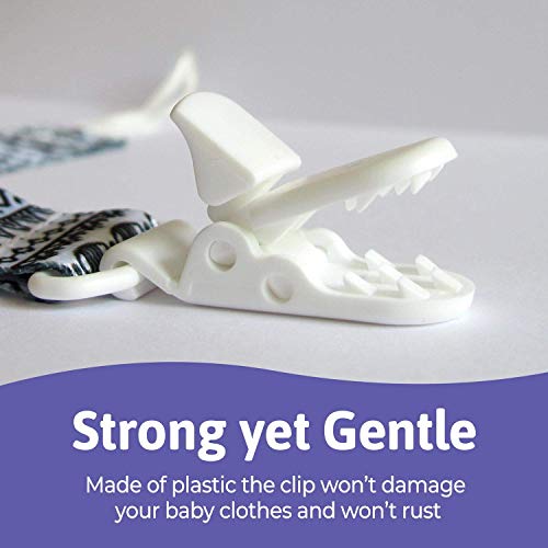 image for PUTSKA Pacifier Clips - 4 Pack Set of Unique Modern Design in Black an