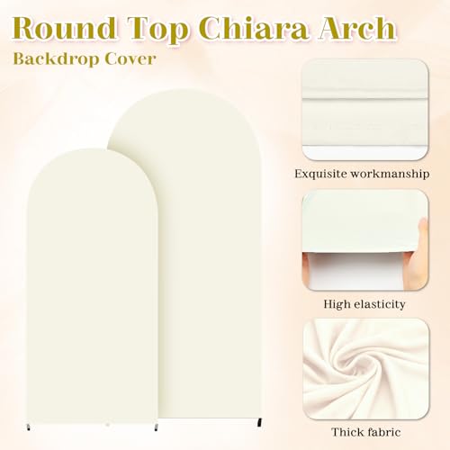 MEKOTRIN 3 Piezas de Fondo Cubierta de de Alta Elasticidad Espesar Fibra de Poliuretano Seda de Leche a Prueba de Decoloración para Fiestas de Boda (Beige, 4FT, 5FT, 6FT)