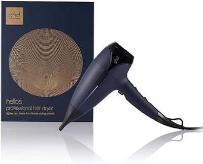 Helios Haartrockner, professioneller Föhn für schnelles Styling und Fön Ergebnisse wie vom Friseur mit leistungsstarkem Motor Ionen Technologie für glänzende, glatte, Dunkelblau, Standard