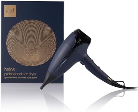 Helios Haartrockner, professioneller Föhn für schnelles Styling und Fön Ergebnisse wie vom Friseur mit leistungsstarkem Motor Ionen Technologie für glänzende, glatte, Dunkelblau, Standard