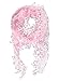 Fanhong Lace Tassel Sheer Burnt-out Floral Print Triangle Mantilla Scarf Shawl Neck Wrap Pink