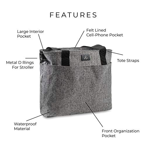 JuJuBe Encore Travel Diaper Tote Bag | Classic Collection | Lightweight, Everyday with Diaper Changing Pad | Midnight Posy, One Size