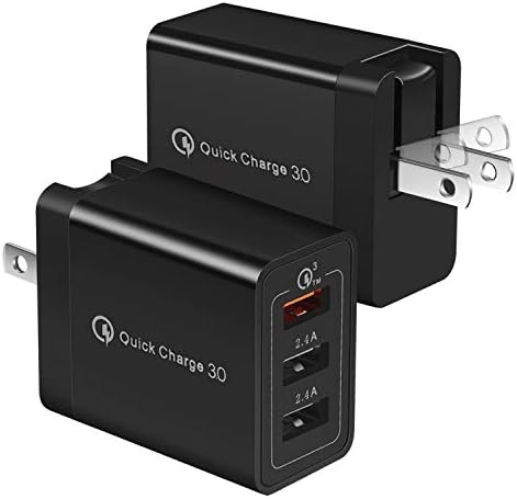 WODENTA Quick Charge 3.0 USB Wall Charger, (2-Pack 30W 3-Port) Adaptive Fast Charger Compatible with Samsung Galaxy S10 S10e S9 S8 Plus S7 S6, Note 9/8, Phone XR/XS/8 7 6 Plus, LG G8 V30, Moto Z Z3