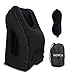HOMCA Travel Pillow, Portable Head Neck Rest Inflatable Pillow from, Design for Airplanes, Cars, Buses, Trains, Office Napping, Camping - Includes Free Eye Mask (Black)