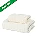 Lymga Bamboo Fiber Towel Set(2 Bath and 2 Hand Towels) - Milky White/Light Green