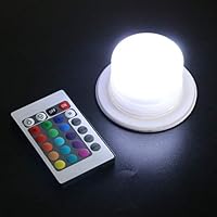 Assaoy 4 LEDs 16 Colors RGB Remote Control Rechargeable LED Light, Waterproof Hang up LED Lamp for Crystal Chandelier, Pumpkin Lanterns, Wedding Centerpiece, Home or Party Decorations (1 Pack)