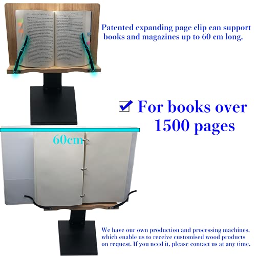 Book Stand Height Adjustable Book Holder Large Size, VOLKNINKER Oak