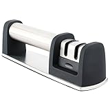 Koolife Knife Sharpener with 2 Stage Coarse & Extra-Fine Sharpening System for Steel Knives in All Sizes,Black