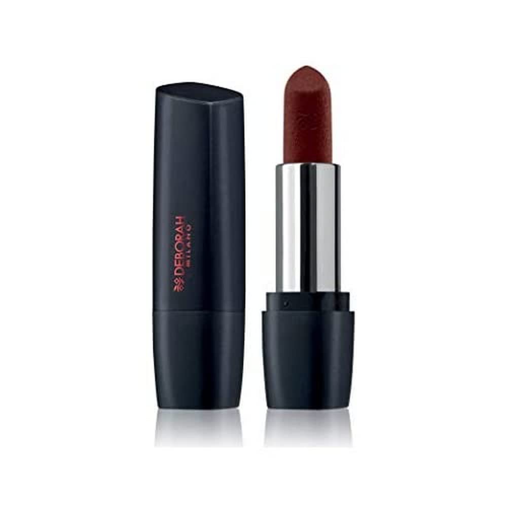 Deborah Milano Red Mat Matte Lipstick with Collagen and Hyaluronic Acid, 2 Dark Brown, Nourishing and Soothing Action, Gives Long-Lasting Intense and Volumised Lips, 4.5 g