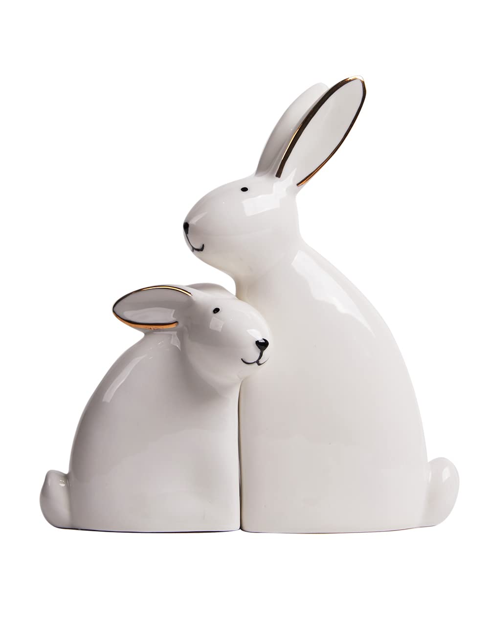 SEINHIJO 2pcs Bunny Decor Statue Rabbit Sculpture Gifts Modern Arts Animal Figurine Home Ornament Table Centerpiece Ceramic Crafts 15cm