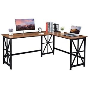 GreenForest Corner Desk 63.8 x 50 inch L Shaped Desk Reversible Gaming Desk for Home Office Industrial Heavy Duty…