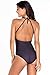 FARYSAYS Women Floral Printed High Neck One Piece Backless Maillot Swimsuit White and Black