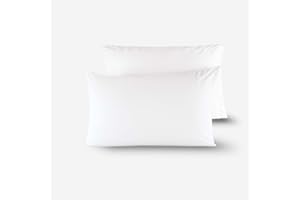 HeimenAogo Egyptian Cotton Pillow Protectors Sateen Weave, Soft and Durable White Pillowcases, Luxurious Long Staple Cotton Pillow Cover with Hidden Zipper, King Size (20"x36"), Set of 2