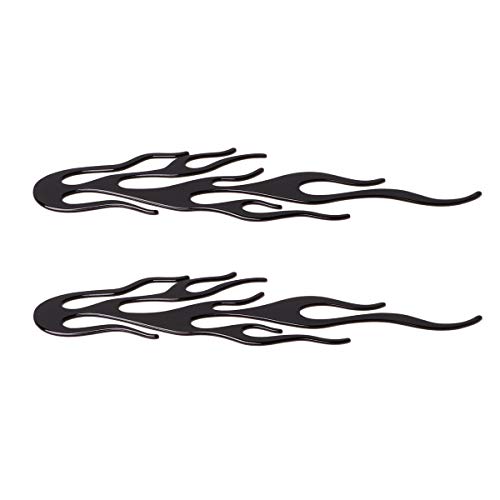 ZAIXU Car Motorcycle 3D Fire Flame 6-6/7" x 2" inch Flaming Emblem Symobol Totem Badge Stickers Decals 2Pcs/Pair for Universal Vehicle/Boat/Cruisers/Chopper Helmet (Flame Black)