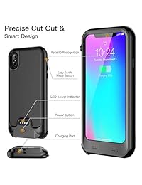 Carcasa de batería impermeable para iPhone X XS Qi carga inalámbrica, ATOP 3600 mAh, delgada, portátil, cargador, batería recargable, funda protectora de carga compatible con iPhone X XS (5,8 pulgadas)
