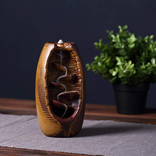 INONE Ceramic Incense Holder, Waterfall Backflow Incense Cone Burner, Free 30 pcs Incense Cone - Thumbnail 2
