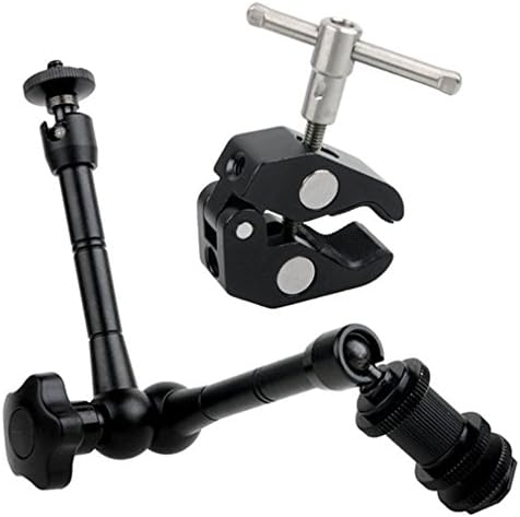 Xin View 11 Inch Articulating Friction Magic Arm + Large Adjustable Super Rod Clamp Pliers Clip with 1/4" and 3/8" Thread for DSLR Camera Rig/ LCD Monitor/ LED Lights/ Flash Light
