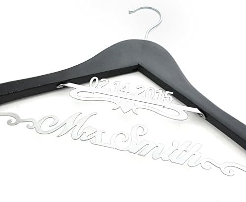 Personalized Wedding Hanger with Date Bridal Bride Hanger Custom Wedding Dress Hanger Wedding Hanger (Brown)