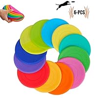 TEESUN Dog Frisbee Training Toys Flying Discs Flyer Silicone for Big Small Dogs Soft Tooth Resistant Rubber 6 Pack (Red Blue Green Yellow Orange)