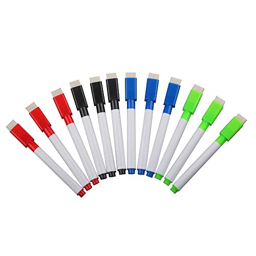 Airnogo 12 Pieces Magnetic Dry Erase Markers Big Capacity Pencil Pen Case and A Magnetic Eraser for home kitchen fridge Dry Erase Whiteboard School and Office Whiteboard