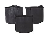 Obecome 3pc 10 Gallons Non-woven Fabric Garden Planting Grow Bags with Handles（ Black）