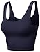Xpril Basic Solid Sleeveless Crop Tank Tops Navy Size M