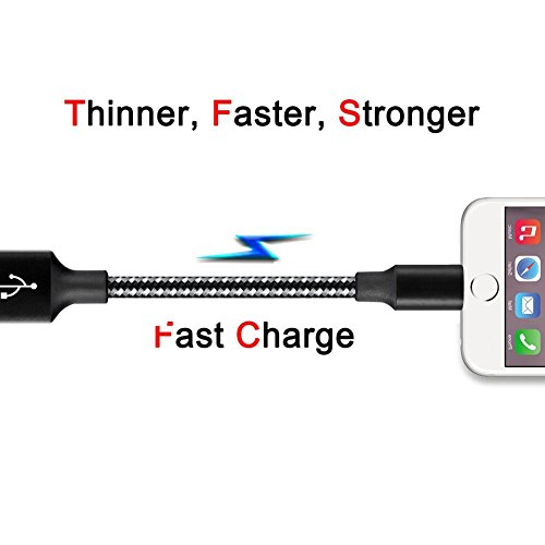 JCHope iPhone Charger Cable 4Pack 3FT 6FT 6FT 10FT Extra Long USB Lightning Cable Cord Nylon Braided Compatible Phone X/8/8 Plus/7/7 Plus/6/6 Plus/6S/6S Plus (Black&White) - Thumbnail 5