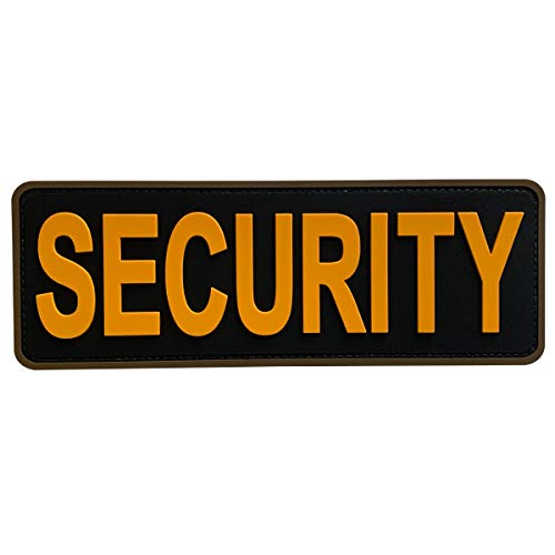 uuKen Large Security Officer Gold Yellow Tactical PVC Morale Patch 8.5x3 inches with Hook Fastener Back for Enforcement Plate Carrier or Uniforms Vest and Tactical Clothing
