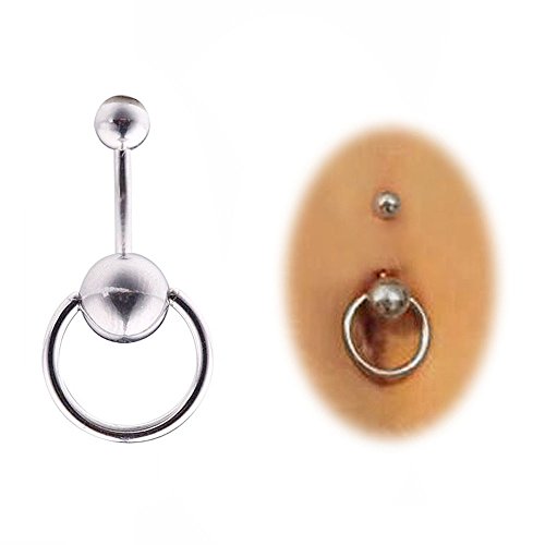 CrazyPiercing Door Knocker Stainless Steel Reverse Bar Belly Button Ring Piercing Navel Ring 14G 1/2" (8mm)