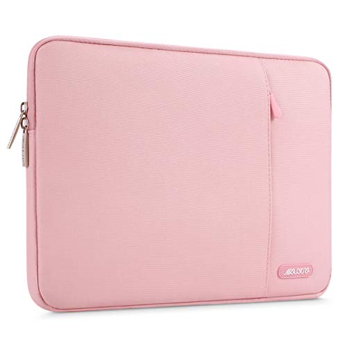MOSISO Laptop Case 13.3 inch, 13-13.3 inch Laptop Sleeve Compatible with MacBook Air/Pro 13/Pro 14 M5 M4 M3 M2 M1, HP Dell ASUS Lenovo,Polyester Vertical Computer Sleeve Bag with Pocket, Pink