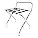 USTECH Luggage Rack-Single Tier with High Back, Chrome, Fully Asssembled, Foldable Rack for Guest Room