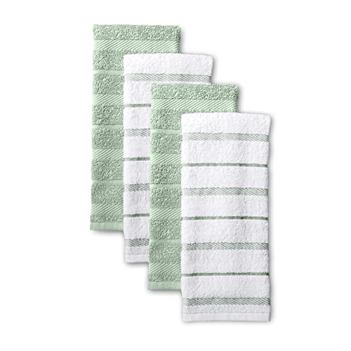 KitchenAid Albany Kitchen Towel Set 4-Pack 16x26, Pistachio Green/White