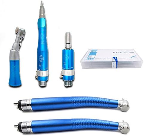 Low Speed Air Motor Blue EX-203C Set with 2 PCS High Speed Hand Kit 4 Hole