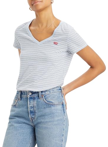Perfect V-Neck, Mujer, Penny Stripe Kentucky Blue, XS