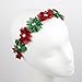 Lux Accessories Xmas Holiday Christmas Headband - Green Red Floral Crown