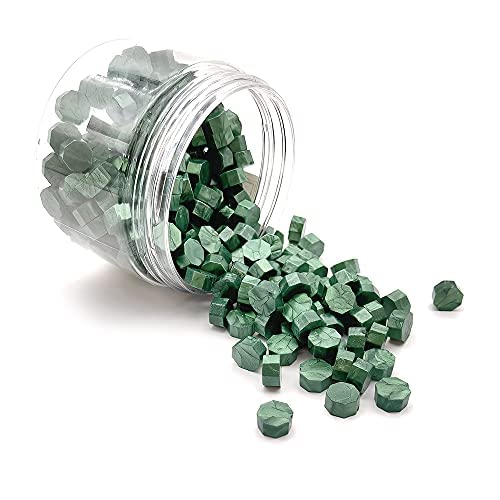 YDHfdc 200 Pcs Green Octagonal Sealing Wax Beads Set for Sealing & Decorating Envelopes