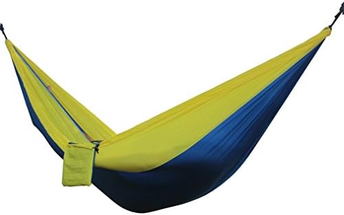 Portable Outdoor Hammock 2 Person Garden Camping Hiking Travel Hanging Bed Blue Yellow