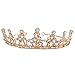 Santfe Bridal Wedding Prom Rhinestone Crystal Crown Hairband Headband Tiara Hair Jewelry for Womens Girls (style gold-2)