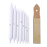 LOKIPA Blending Stumps Set of 8 and A Sandpaper Pencil Sharpener for Drawing Blending Tools for Artist,Paper Stump for Blending