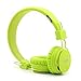 GranVela X2 Bluetooth Headphones for Kids, 5 in 1 Multifunction with Micro SD Card Player, FM Radio ,Microphones, Detachable Cable, Sharing Port and Volume Lock for Kids (Lemon Green).