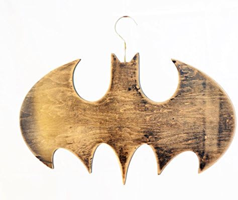 Batman Logo Dark Knight Wooden Hanger – Make your wardrobe a trend with Famous Superhero Wood Art - Best gift for man, friend or boyfriend - Win a prize for feedback