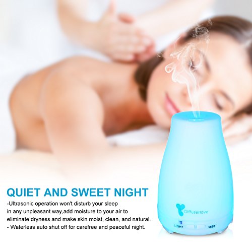 Diffuserlove MAX 220ML Essential Oil Diffuser Ultrasonic Remote Control Aromatherapy Diffuser Mist Humidifiers with 7 Color LED Lights and Waterless Auto Shut-off for Bedroom Office House Kitchen Yoga