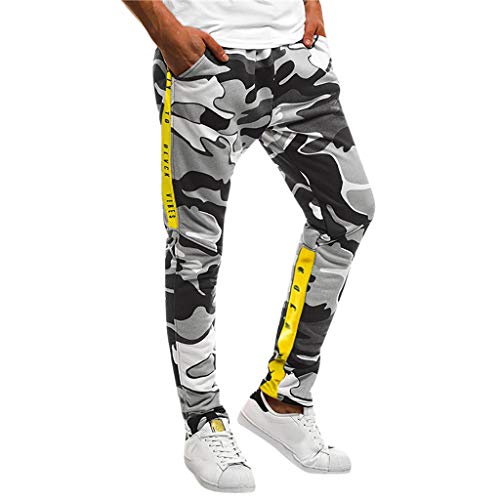 AgrinTol Mens Sports Pants, Men's Splicing Camouflage Overalls Casual Pocket Sport Work Casual Trouser Pants