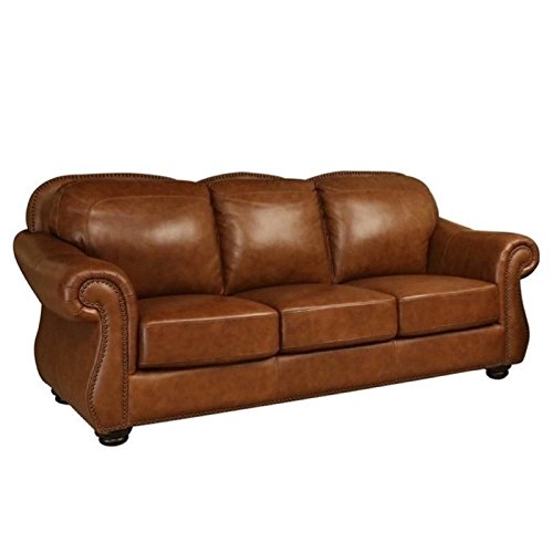 Pemberly Row Leather Sofa in Camel Brown
