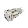 GBSELL-12V-16mm-LED-Power-Push-Button-Switch-Silver-Aluminum-Metal-Latching-Type
