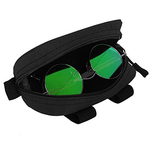 Efanr Eyeglasses Case MOLLE Modular Hardshell Sunglasses Case Tactical Zipper Eyeglass Holder Stand with Clip
