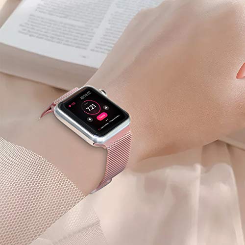 HILIMNY Compatible for Apple Watch Band 38mm 40mm, Stainless Steel Mesh Sport Wristband Loop with Adjustable Magnet Clasp for iWatch Series 1, 2, 3, 4, 5 - Thumbnail 6
