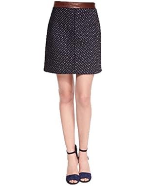 Theory Lanitta Heighten, Navy Terracotta A-Line Tweed Skirt for Women in Size 10