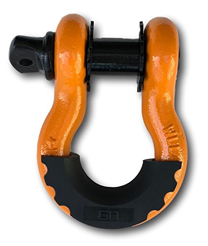 (2PK) GearAmerica Heavy Duty D Ring Shackles Orange | 58,000 lbs (29 US Ton) Max Strength | 3/4" Shackle + 7/8 Pin + Isolator + Washers | Connect your Tow Strap or Winch Rope for Off-Road 4x4 Recovery - Thumbnail 3